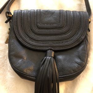 Cross body black fossil leather purse